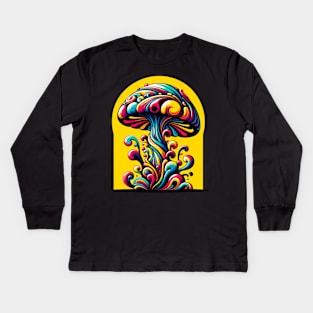 retro mushroom Kids Long Sleeve T-Shirt